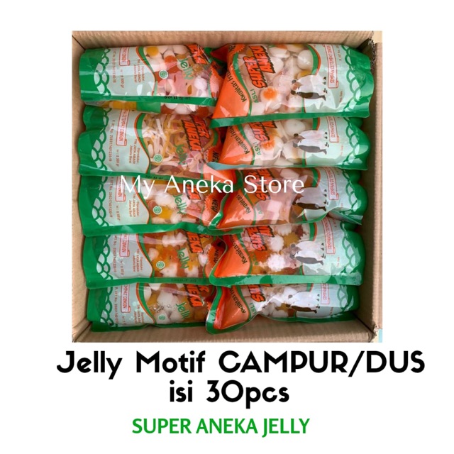 

Jelly motif campur 500gr isi 30pcs /Dus “Super Aneka Jelly”