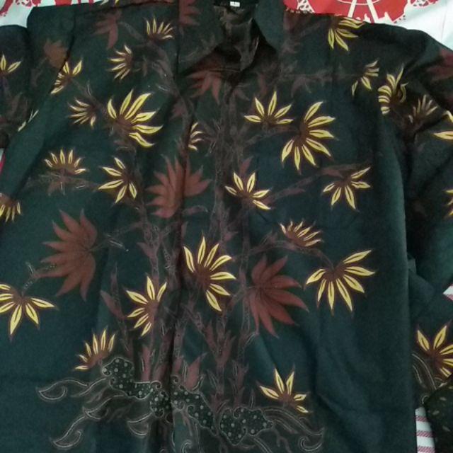 Kemeja Batik Lengan Panjang 021 Risna Batik Hrb026 Hem Batik Murah Seno Sogan Bakung Padi Manggar