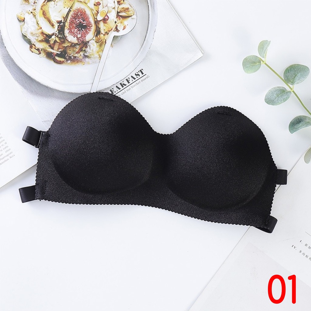 Blackpink Bra Push Up Model Backless BH Tanpa Tali Polos Gaya Korea Untuk Wanita 1002-BLACK