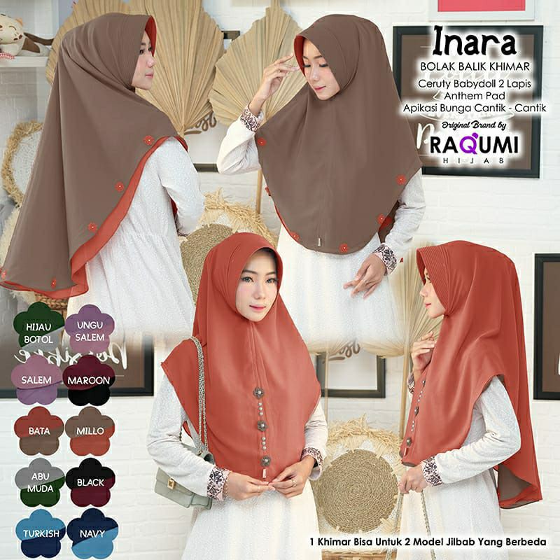 TERBARU [Original Raqumi] Inara Khimar Bolak Balik by Raqumi Hijab