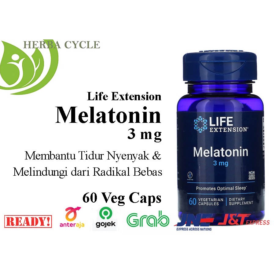 Life Extension Melatonin 3 mg 60 Veg ORI USA Tidur Kacau Jetlag