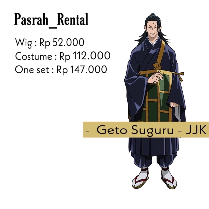 SEWA RENTAL KOSTUM / COSPLAY GETO SUGURU JUJUTSU KAISEN JJK