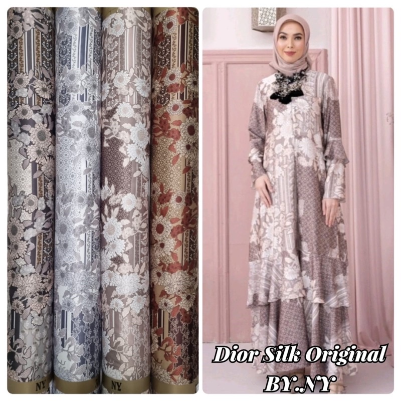 Kain diorsilky | kain silk | kain mengkilat | motif wearing klamby | kain original