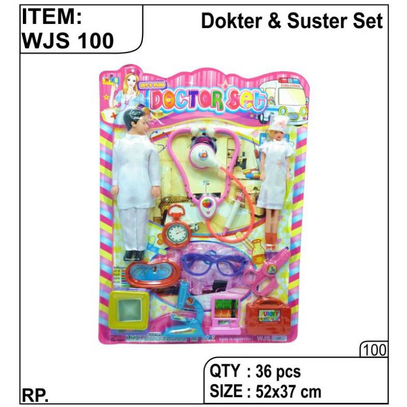 WJS 100 - Mainan Boneka Barbie Berbi Suster dan Dokter Komplit Medical toys Alat Dokter Dokteran anak WJS100