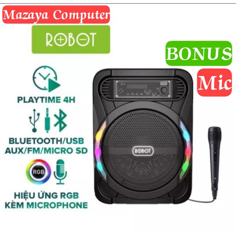 Speaker Bluetooth Karaoke ROBOT RB450 Aktif 8 inci Speker Portabel