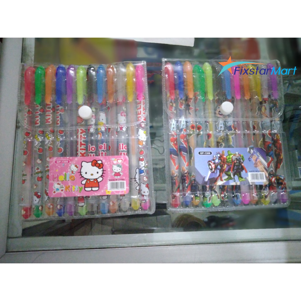 

Pulpen gel Glitter 12 warna karakter