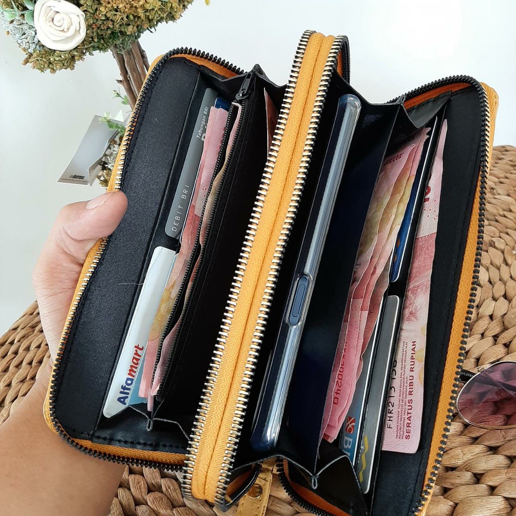 DOMPET WANITA KULIT ASLI PREMIUM BANYAK KARTU DIMENSI 21 x 11 x 3,5 CM