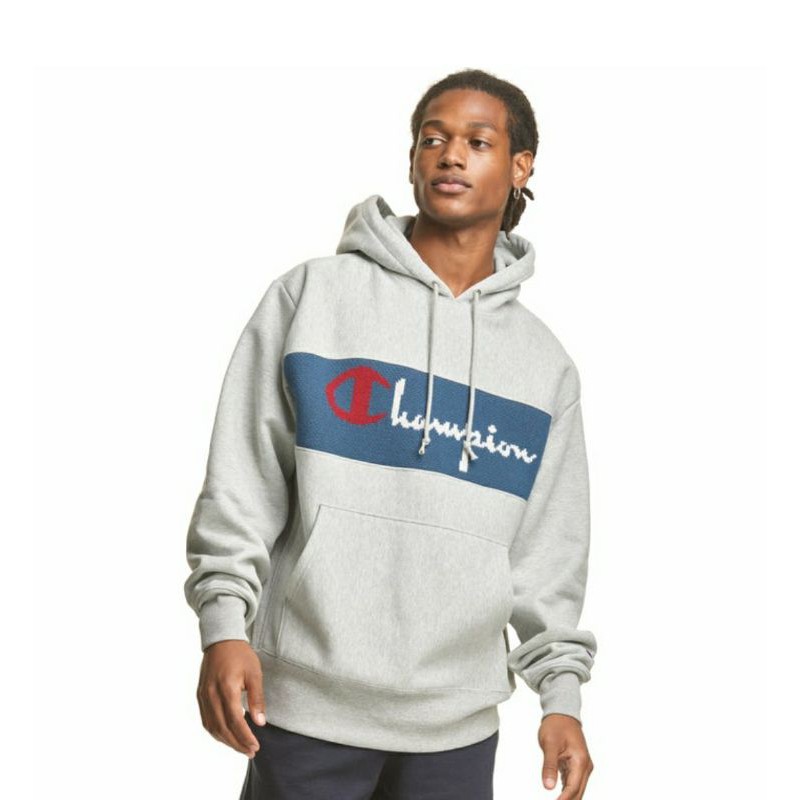 Hoodie Champion Reverse Weave Trim Grey Original Oversized
