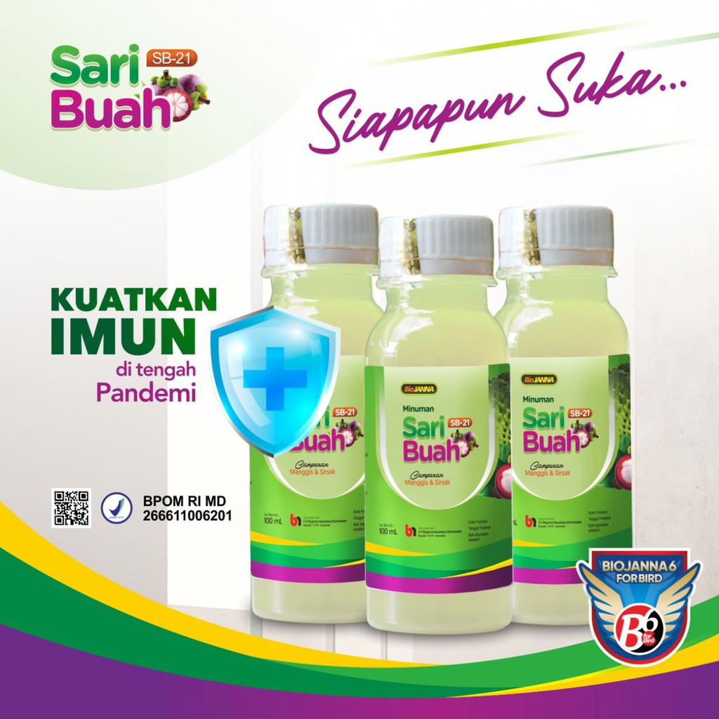 

SARI BUAH 21 | SB21 | MINUMAN KESEHATAN | BIOJANNA | PROBIOTIK | IMUNITAS TUBUH