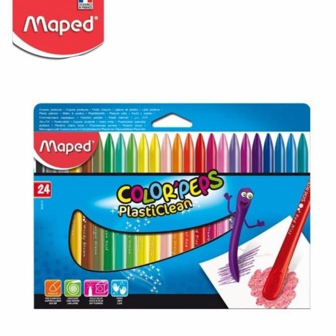 

Crayon Plastik 24 Maped Color Peps Plasticlean Cardboard Set 24 Warna