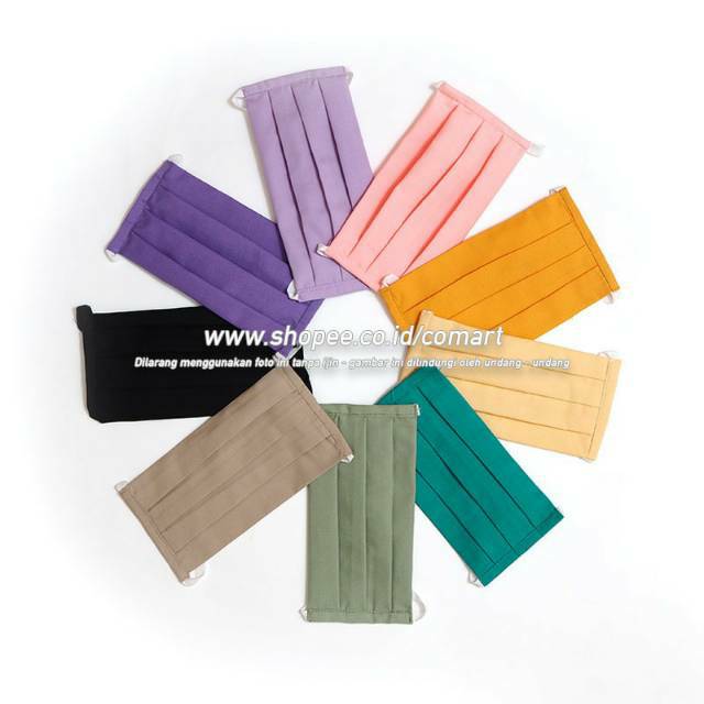 10Pcs Masker Kain Headloop Bahan Oxford 2ply tambah 1ply - Masker Kain 2 Lapis dan 1 Lapis Kosong