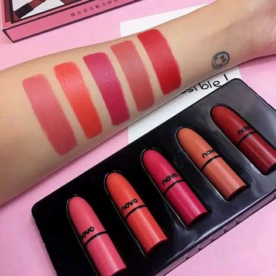 [COD] NOVO 5in1 Pelembab Pemerah Bibir Lipstik Mini Pelembab Waterproof The Art Of Lipstick Natural &amp; Vivid - 1 box isi 5pcs Warna