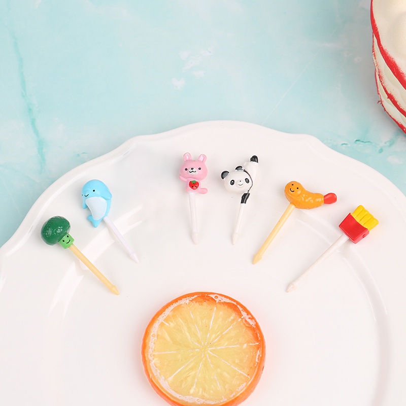 5 Pcs Tusuk Gigi Desain Kartun Hewan Acak Untuk Aksesoris Bento