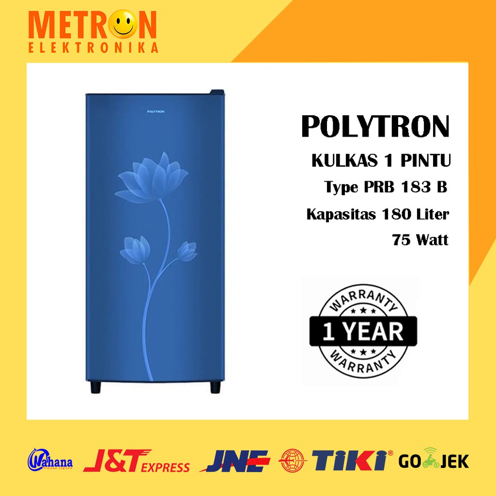  POLYTRON  PRB 183  B BLUE METAL KULKAS  1 PINTU 180 LT LITER 