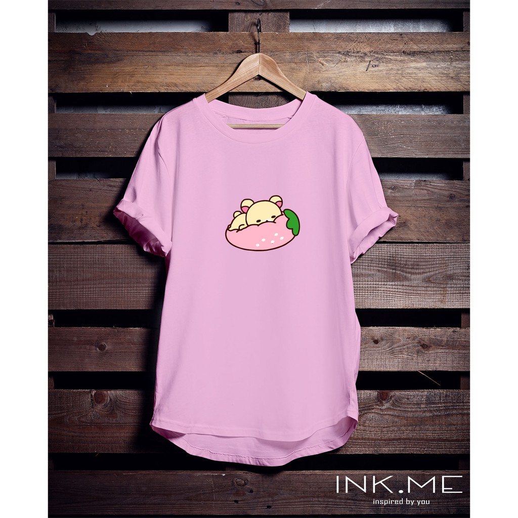 KAOS WANITA/ KAOS RILAKKUMA/ RILAKKUMA TSHIRT/ BABY PINK TSHIRT/ KAOS SABLON PROMO- RILAKKUMA PILLOW