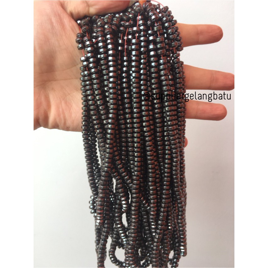 spacer bahan brustin hematite badar besi 6mm bulat cincin untuk gelang kalung blustin non magnetic