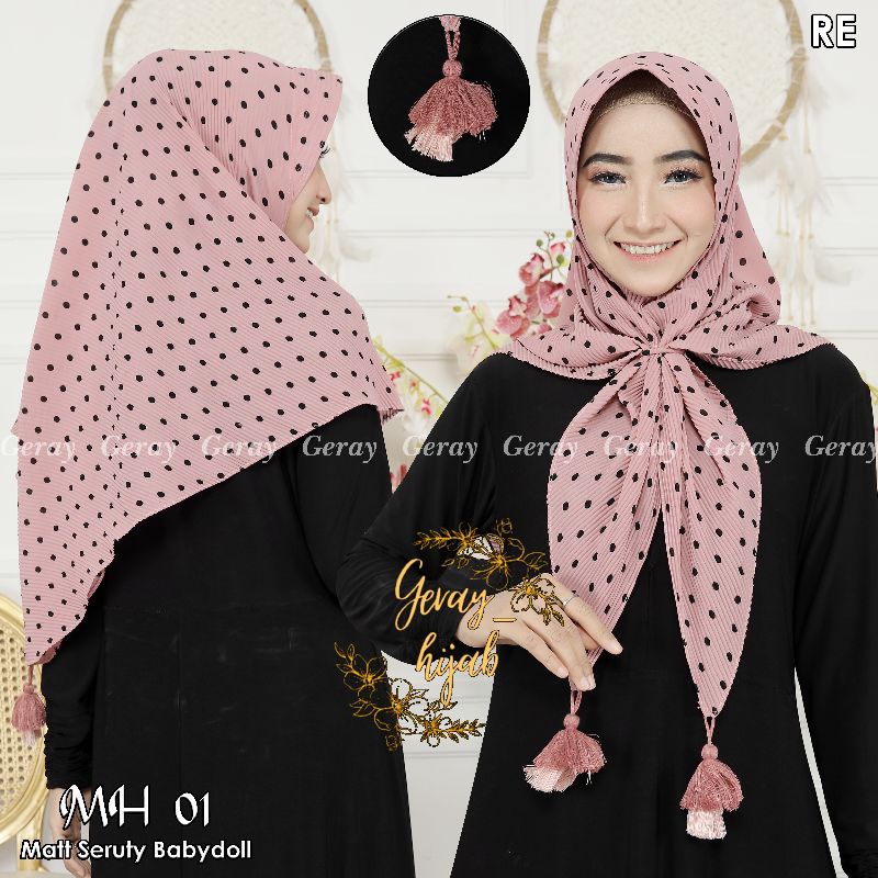 SEGITIGA INSTAN BANDUL POLKA / JILBAB INSTAN / HIJAB INSTAN / SEGIEMPAT PLISKET BANDUL / BERGO PLISK