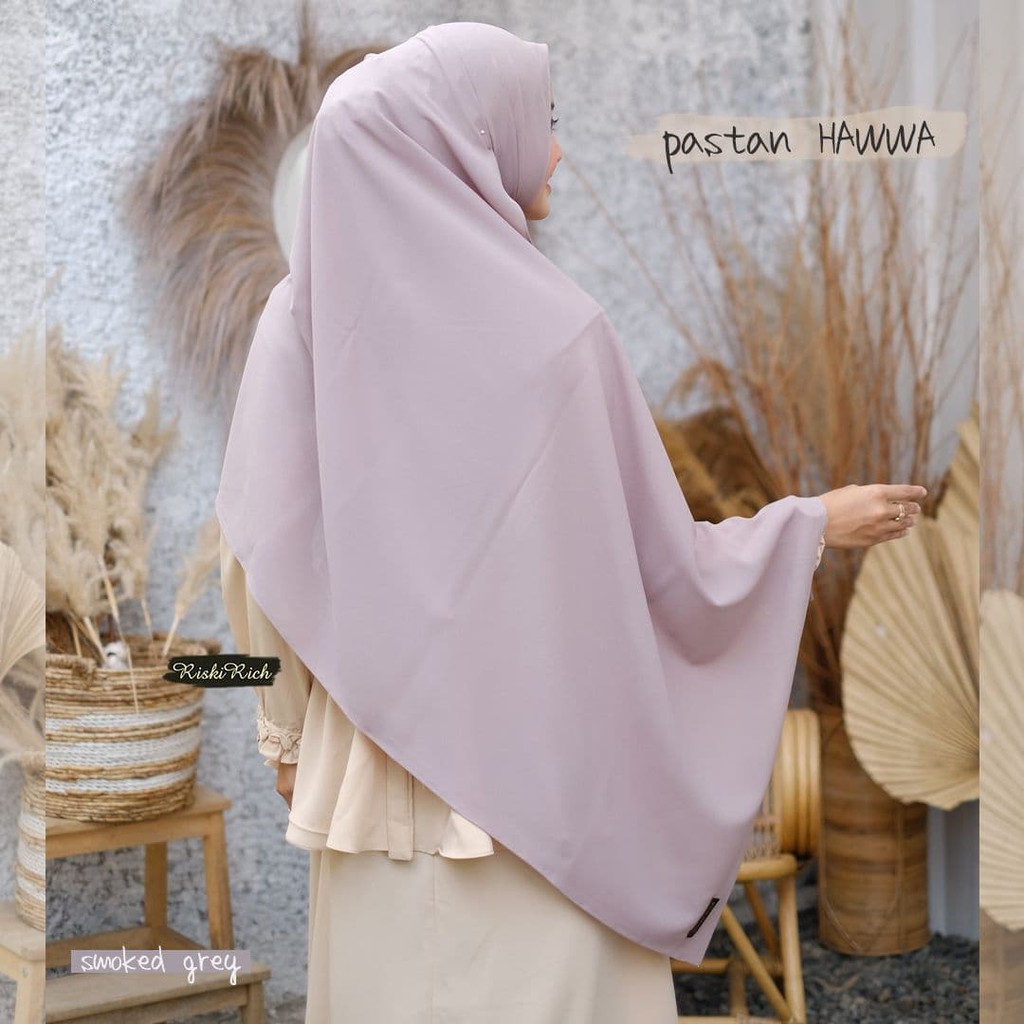 Riskirich Hawwa Hijab Vol 1 Jilbab Pashmina Syari Polos Uk 70x195 cm Bahan Crepe Premium Jahit Tepi Rapih