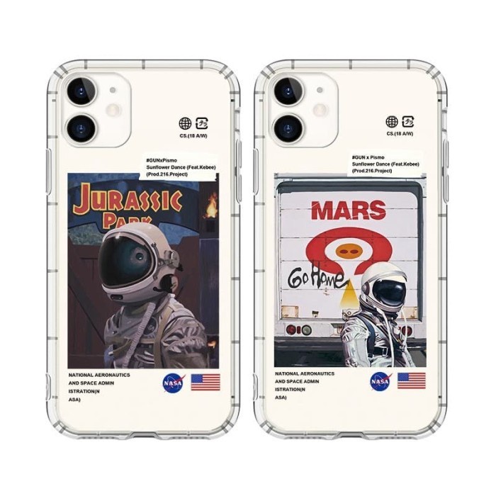 iPhone Soft Case TPU Transparan Clear NASA JURASSIC PARK XS 11 PRO MAX Bening Casing SImple Motif Ke