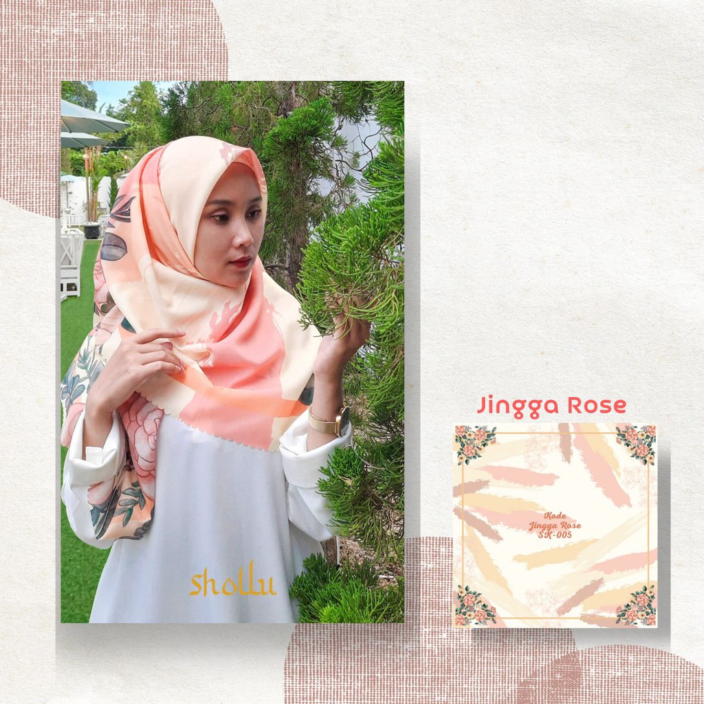 Hijab Printing Syar'i | Hijab Shollu Jingga Rose