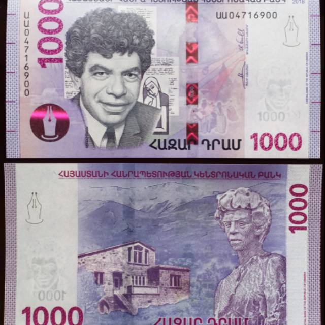 Armenia P-new 1.000 dram th.2018 HYBRID uang kuno asing