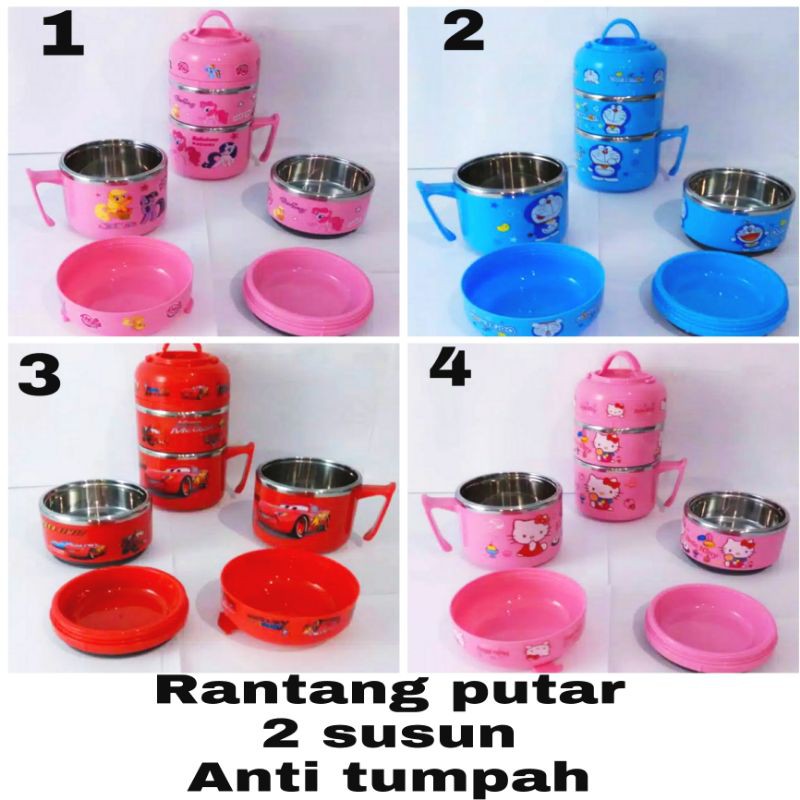 Rantang putar 2 susun + mangkok