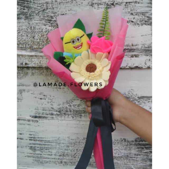 Buket/Kado Bunga Flanel Minion Mini