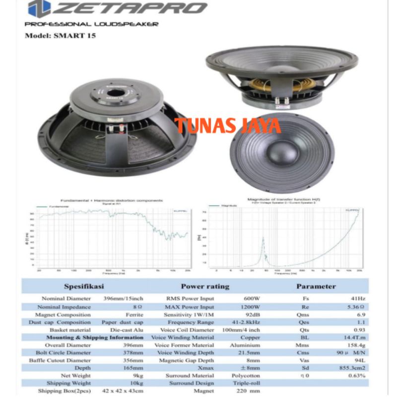 KOMPONEN SPEAKER ZETAPRO SMART15 SPEAKER KOMPONEN 15 INCH ZETAPRO SMART 15 ZETAPRO SMART15 ORIGINAL 