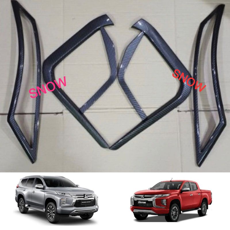 Paket Garnish Depan Atas Bawah All New Pajero Triton 2021 2022 Up Carbon