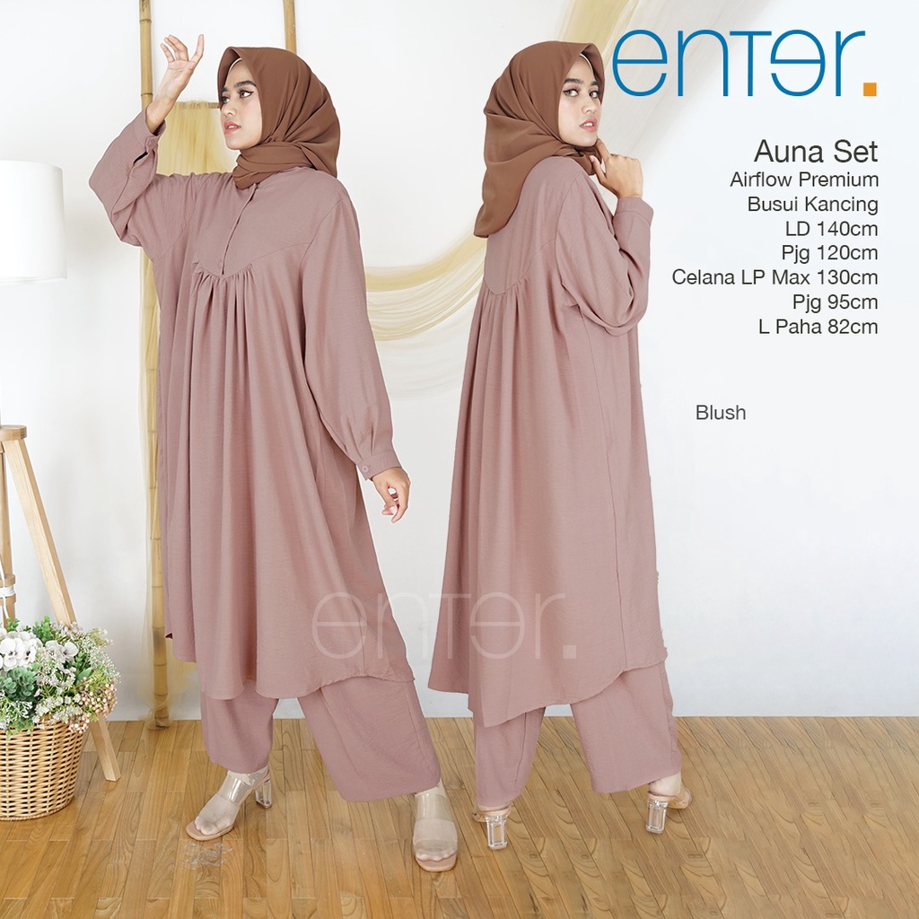 Setelan Wanita Long Tunik Polos Auna One Set Jumbo Ld 140 Fit XXXXL