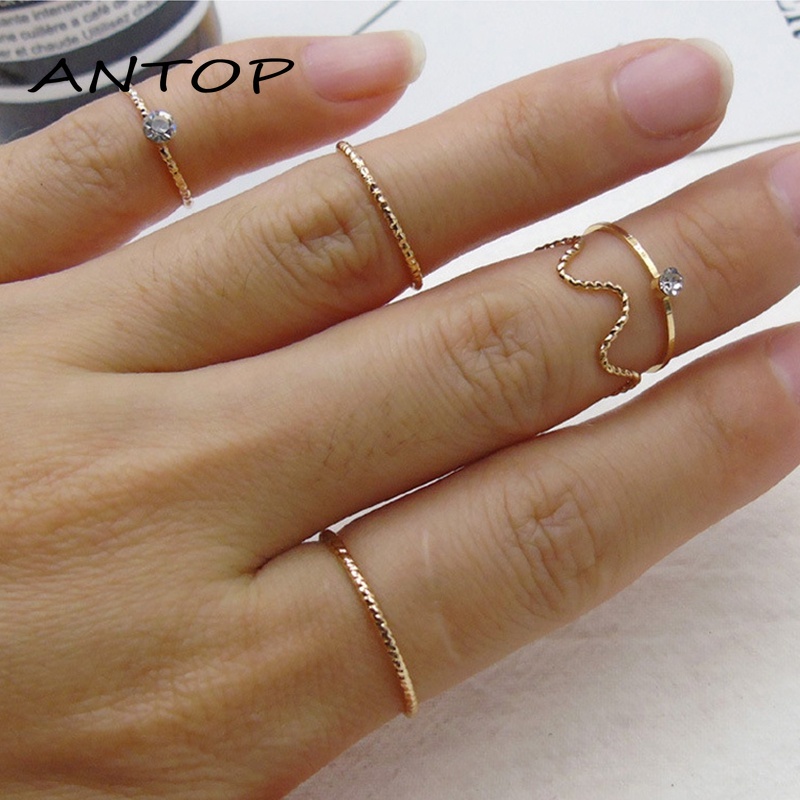 5Pcs / Set Cincin Fashion Pesona Wanita Aksesoris Mode ANTOP