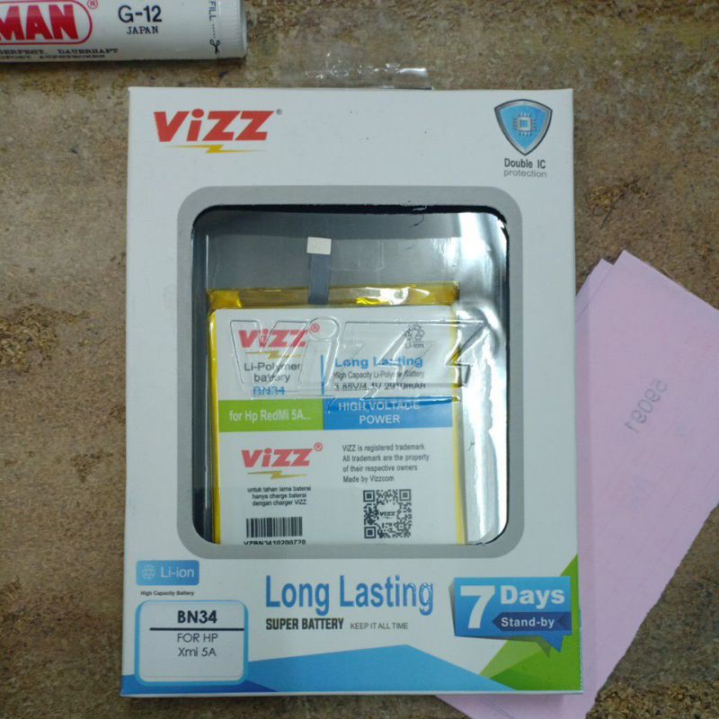 BATERAI BATRE VIZZ XIAOMI REDMI 5A BN34 BATTERY DOUBLE POWER VIZZ