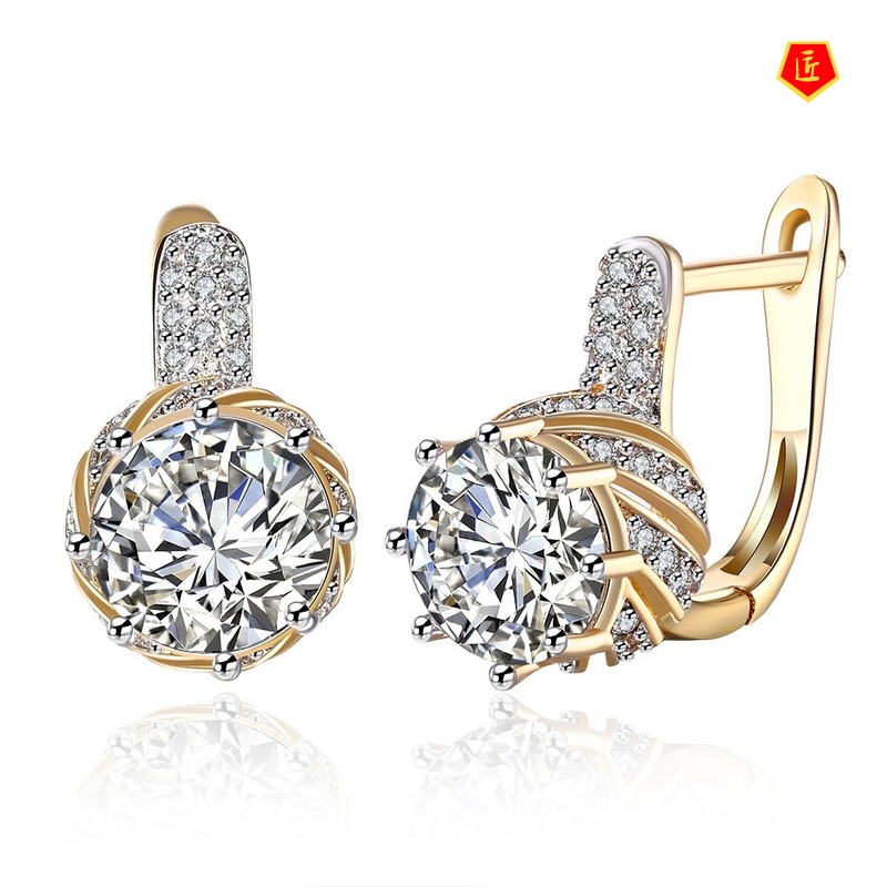 [Ready Stock]Stylish round Diamond Earrings