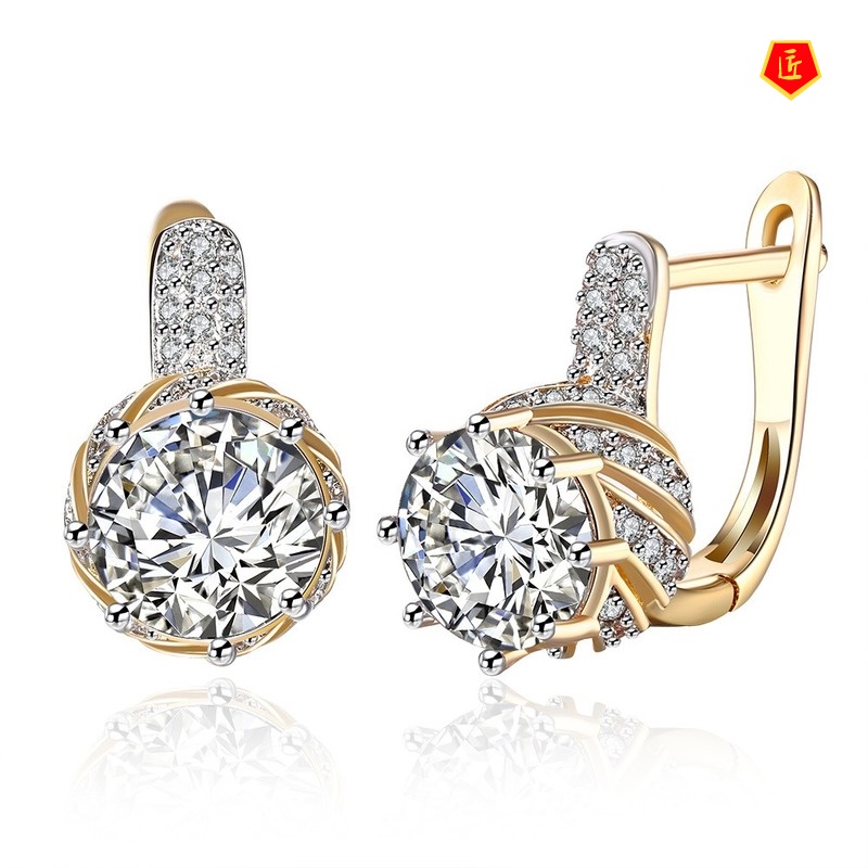 [Ready Stock]Stylish round Diamond Earrings