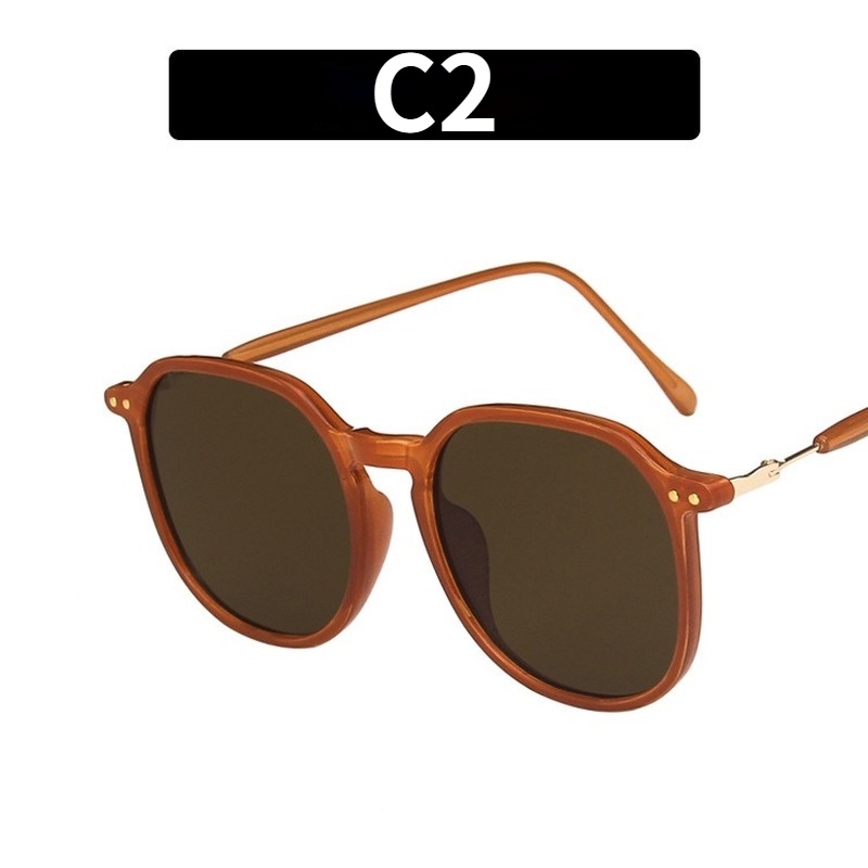 (YUZHU) COD Kacamata Hitam Polarized Brown Gaya Korea INS Retro Oversized Frame Sunglasses Wanita