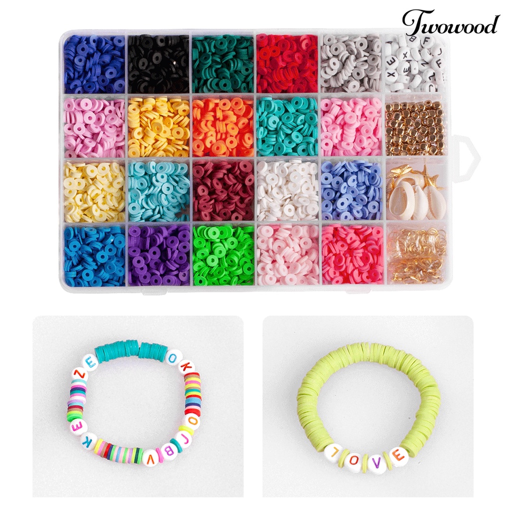 Twowood 1 Set Loose Beads Colorful Flat DIY English Letters Long Lasting Beads Jewelry Making