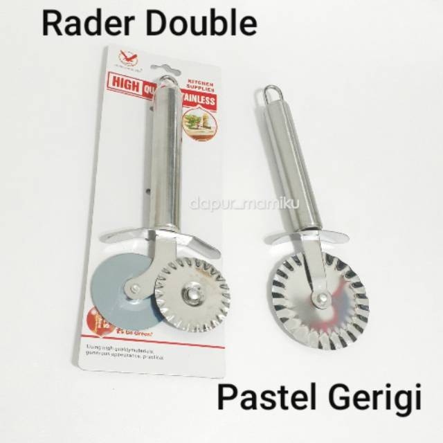 DAPURMAMI Rader Pemotong Pizza Pisau Adonan Slicer Pembagi Pastry Cutter Pastel Gerigi