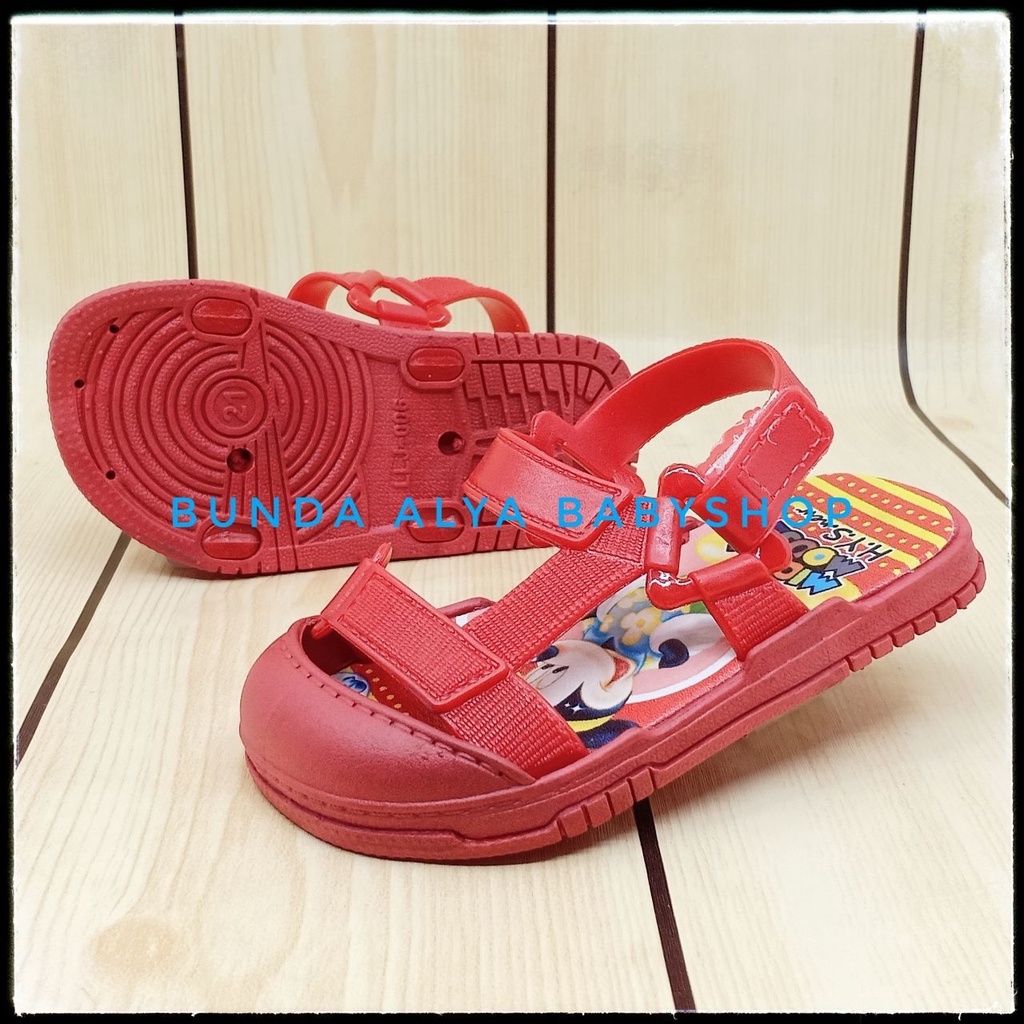 Sendal Anak Laki Laki Umur 9 Bulan 1 2 3 4 5 Tahun MERAH Anti Licin Motif Kartun Alas Karet - Sepatu Sandal Anak Cowok Elastis Lucu Nyaman DIpakai