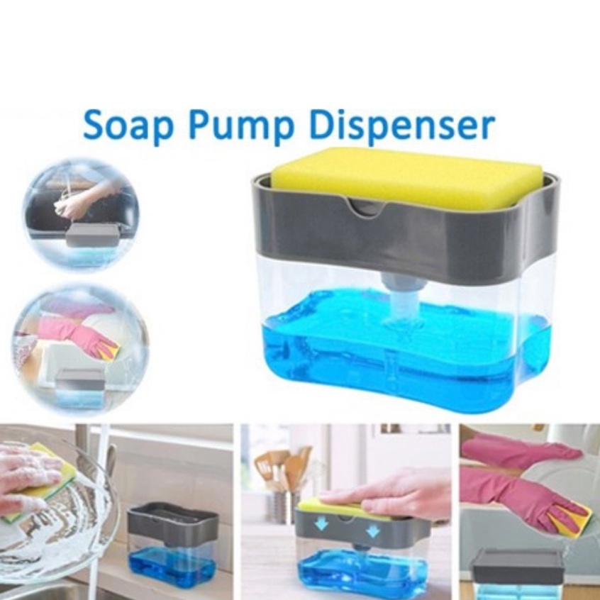 Trend-Dispenser Sabun Cair Cuci Piring Soap Pump Sponge Caddy / Tempat Wadah Sabun Cuci