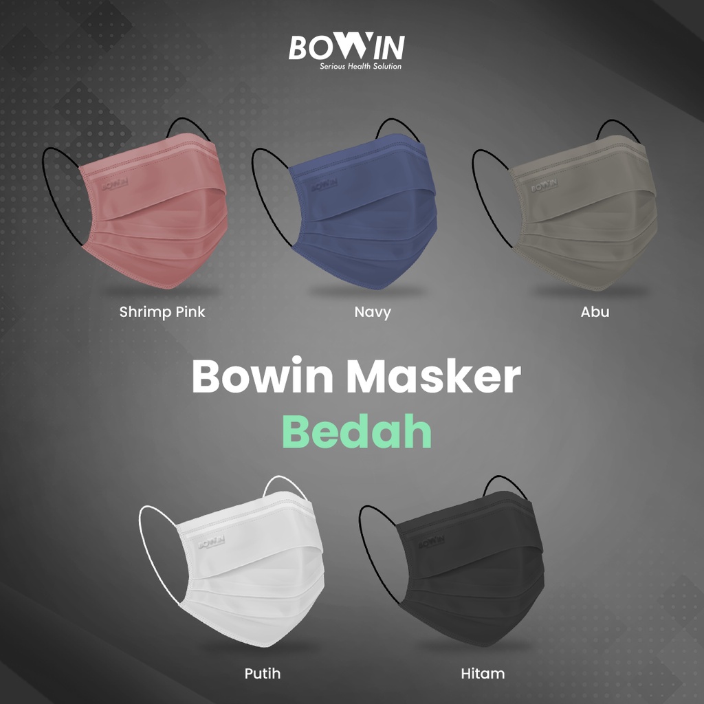 BOWIN MASKER BEDAH ~ Kemasan BARU!!! (Masker Medis/Surgical/Disposable/Earloop) BFE PFE 99% (KEMENKES RI AKL/AKD)