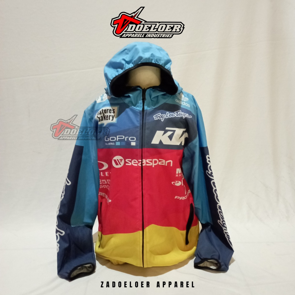 JAKET ANAK KTM Blue Orange | Jaket Printing Kids Untuk Trail & Gowes / Motocross & MTB / Mountain Bi
