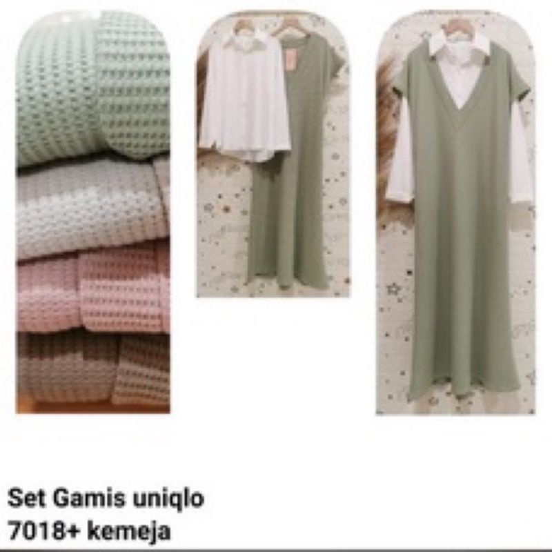 One Set Setelan Set Gamis Dress Vest Kemeja Uniqlo Clarke Clothing (Uptofemale Uptofemalefashion)