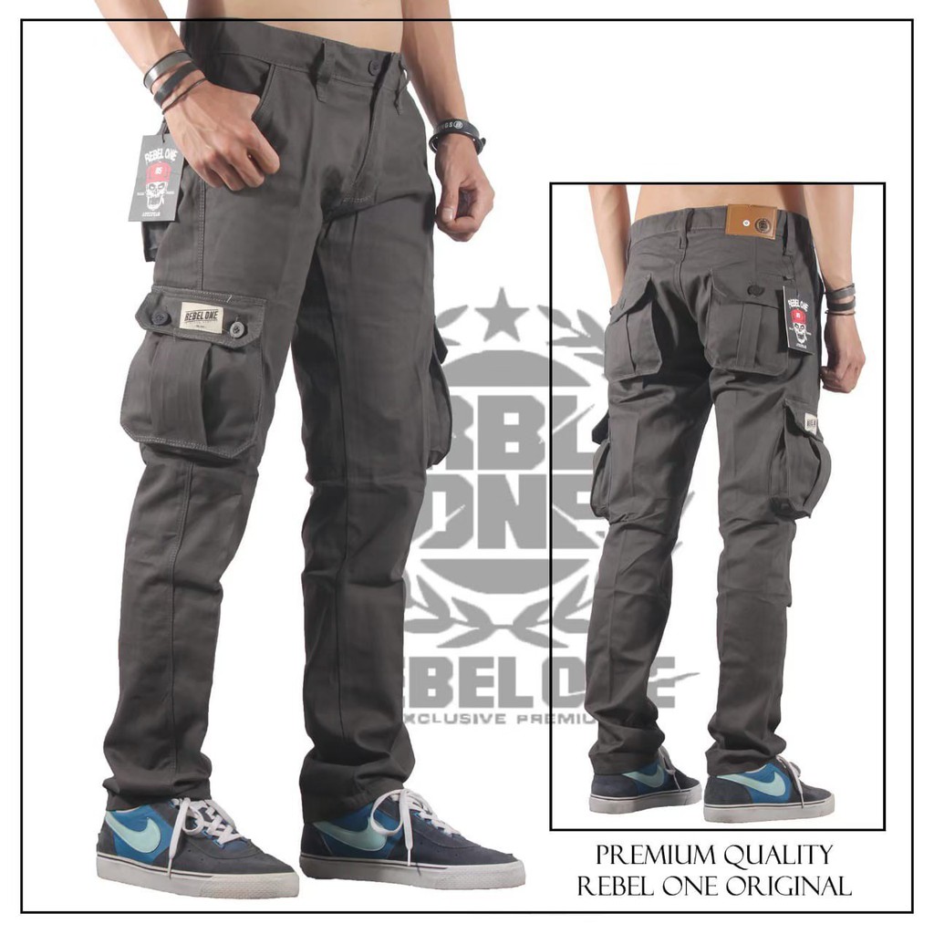 Celana Panjang Pria Canvas   - Celana Cargo Polos Panjang  - Cargo Pants PDL Best seller