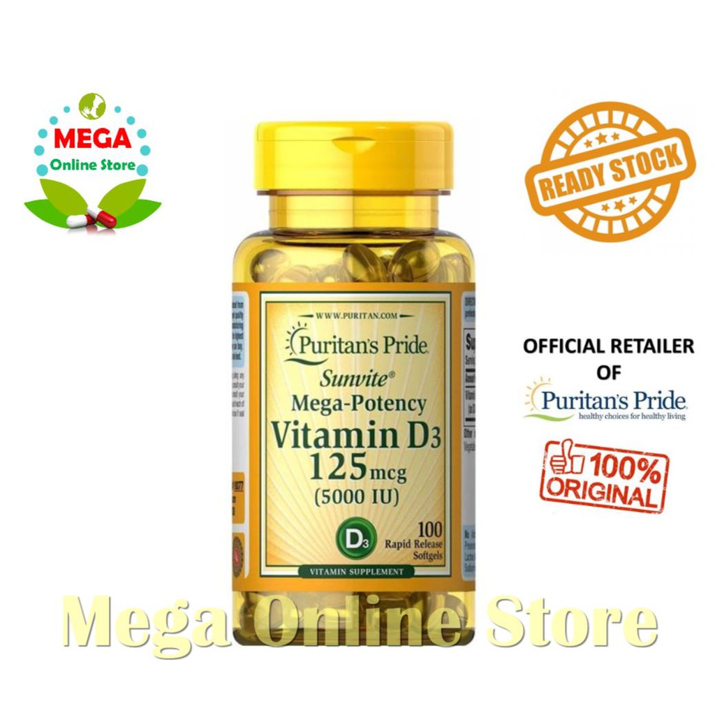 Puritan Pride Vitamin D3 5000 IU - 100 Softgels