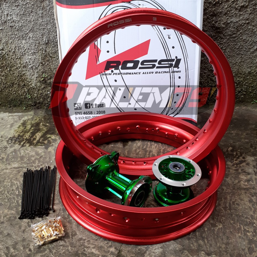 Velgset Merah Supermoto Tromol Ori Hijau KLX 150 Dtracker Velg Velk