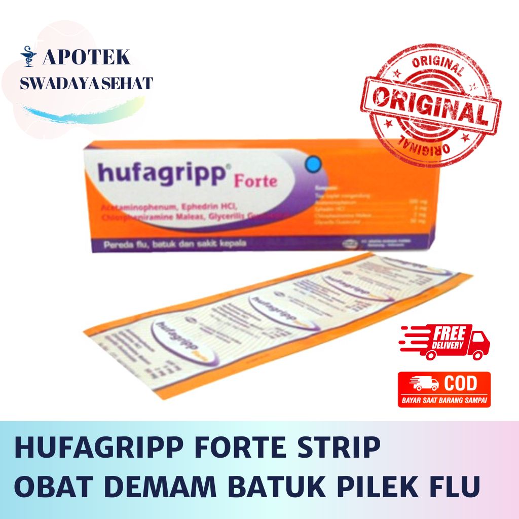 HUFAGRIPP FORTE Strip - Obat Demam Batuk Pilek Flu 10 Tablet Hufagrip Hufa Grip