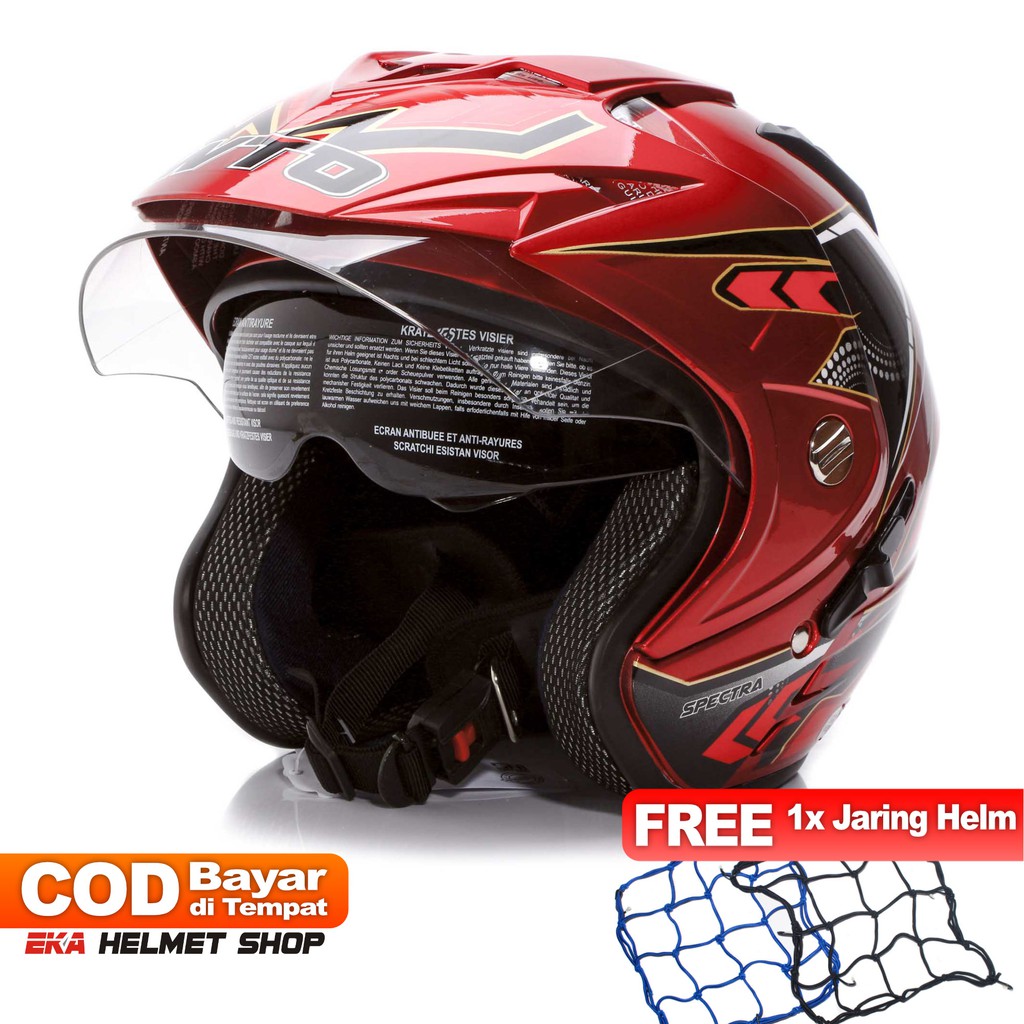 [Helm Dewasa] WTO Helmet Impressive - Spectra - Candy Red + Promo Gratis Jaring Helm