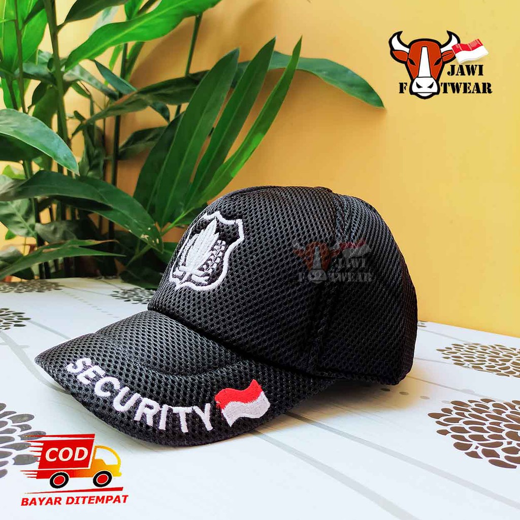 Topi Satpam Security Bordir Hitam Putih