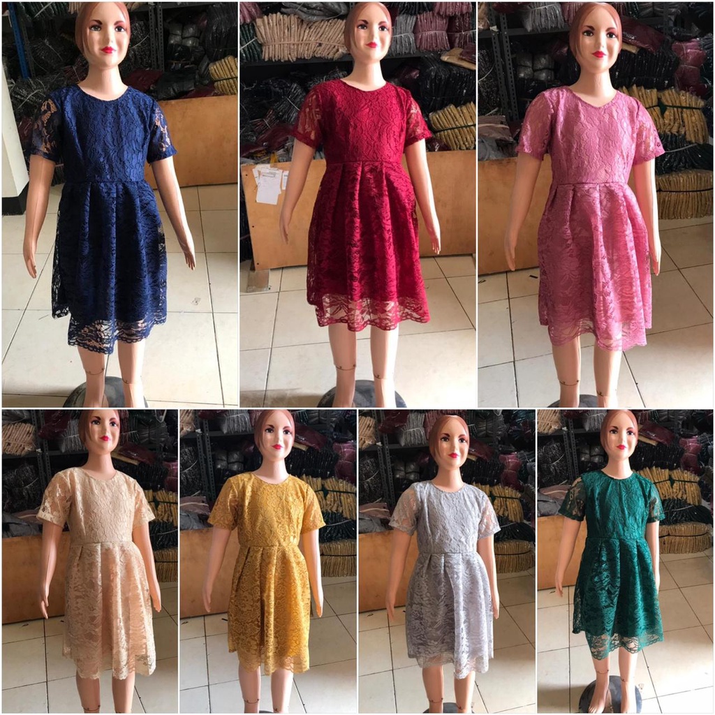 (Pasti RealPic) Dress Brukat Cord Princess Anak Perempuan 5-8th Brokat Corneli Tebal Dres Cewek