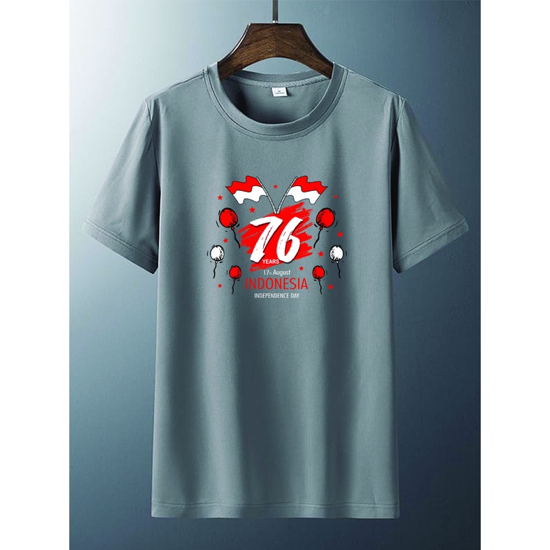 FF KAOS PRIA II KAOS DISTRO SABLON DIGITAL BERKUALITAS BISA UNISEX  HUT RI EDITION KE 76